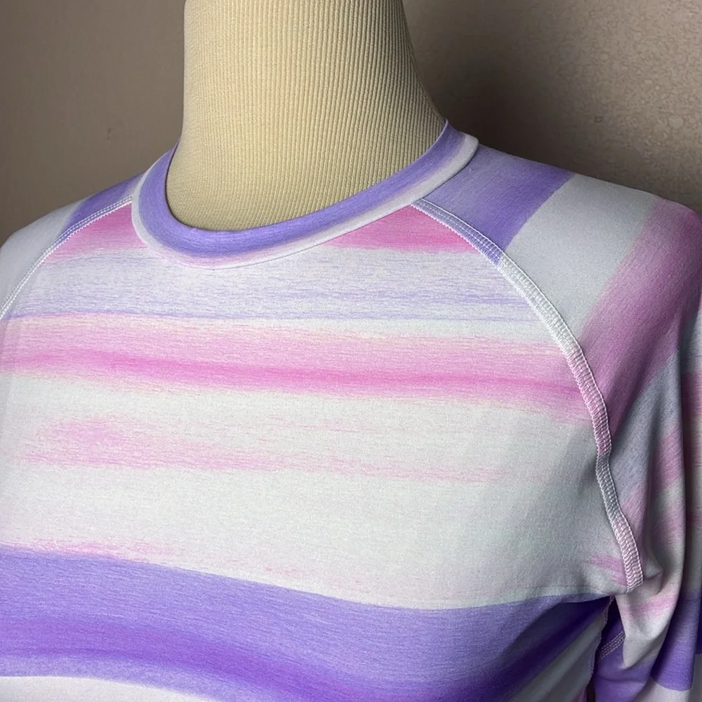 New WET Women‎ XL Pastel Watercolor Cropped Rashguard Swim Top Beach Coast